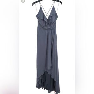 JENNY PACKMAN for Dessy Silverstone JP1006 Ruffled wrap High-low Maxi dress 12